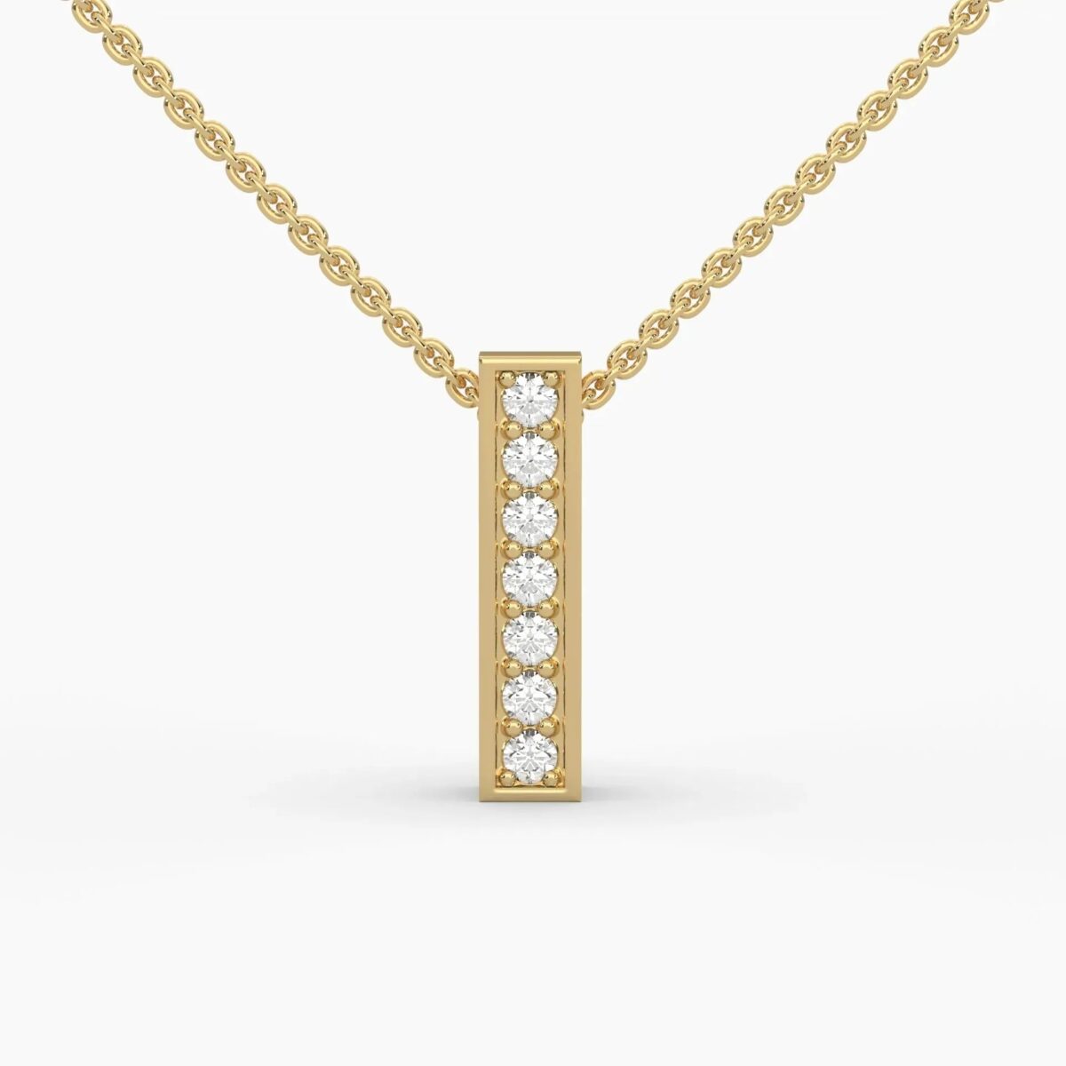 0.1ctw round lab grown diamond bar necklace | 14k gold