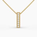 0.1ctw round lab grown diamond bar necklace | 14k gold