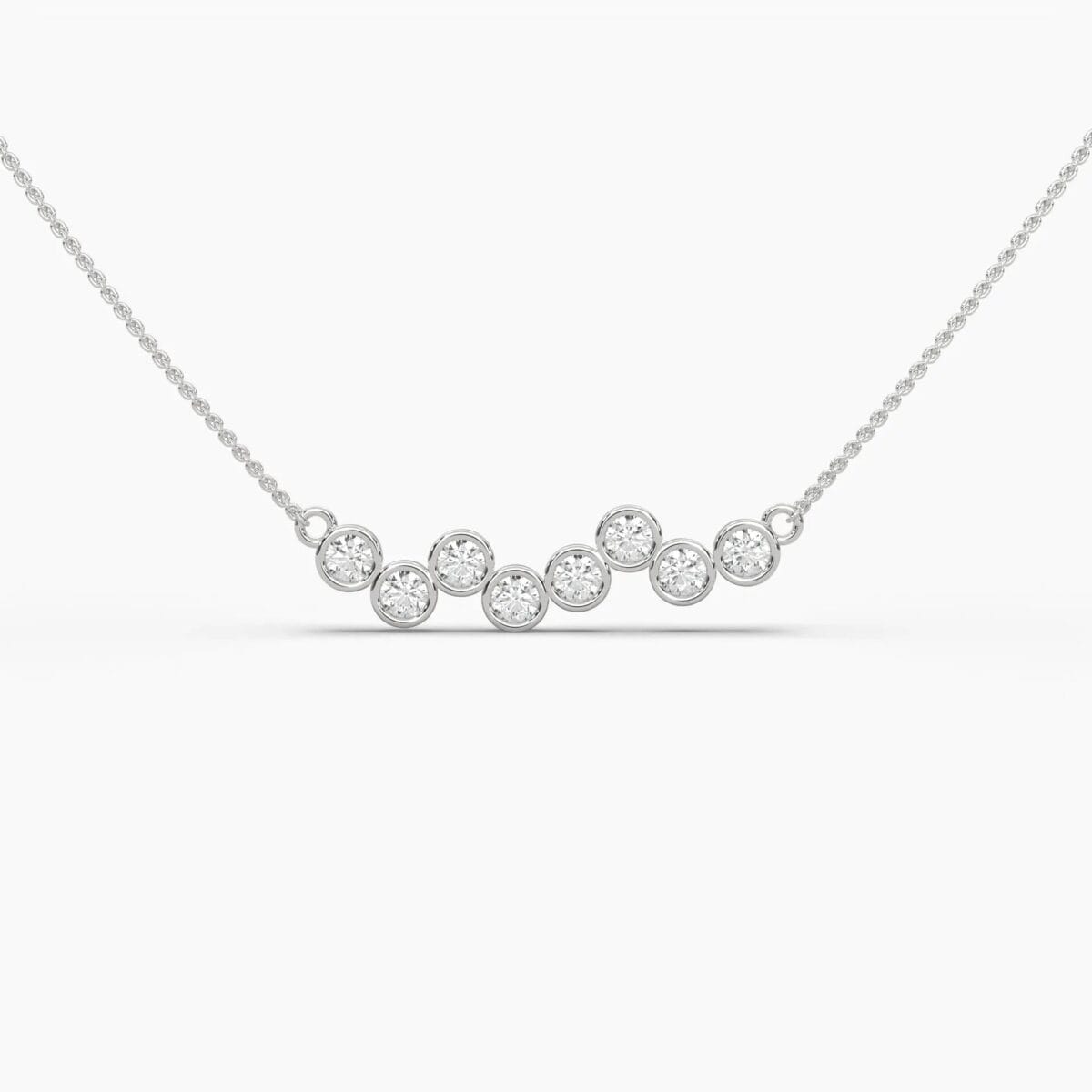 round lab grown diamond bubble bezel pendant necklace