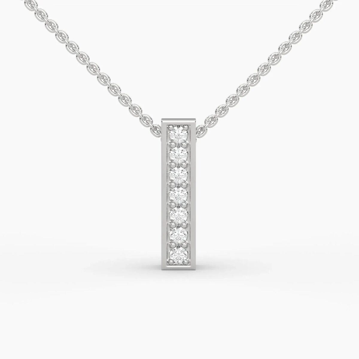 0.1ctw round lab grown diamond bar necklace | 14k gold
