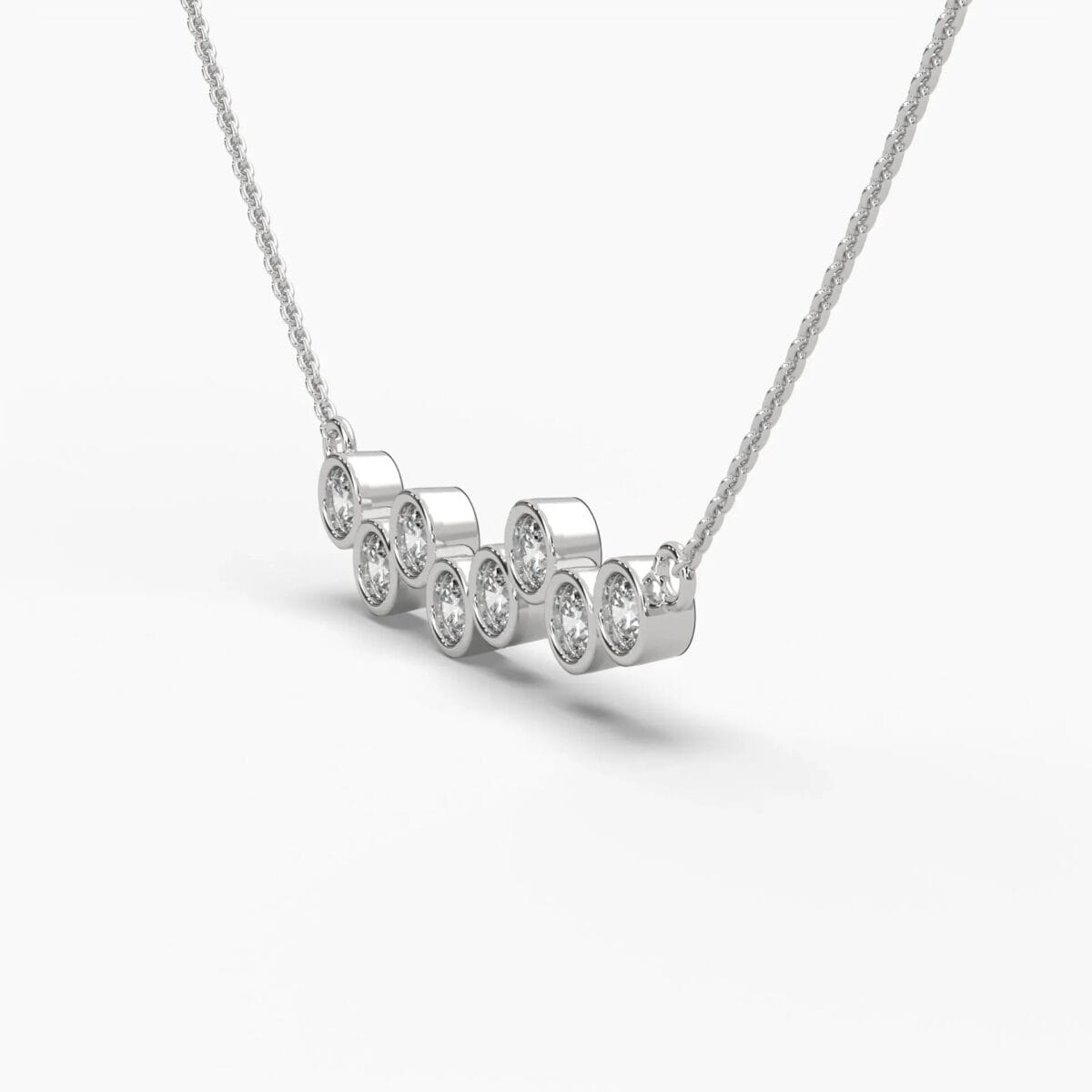 round lab grown diamond bubble bezel pendant necklace