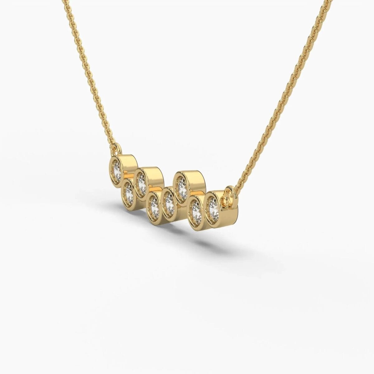 round lab grown diamond bubble bezel pendant necklace