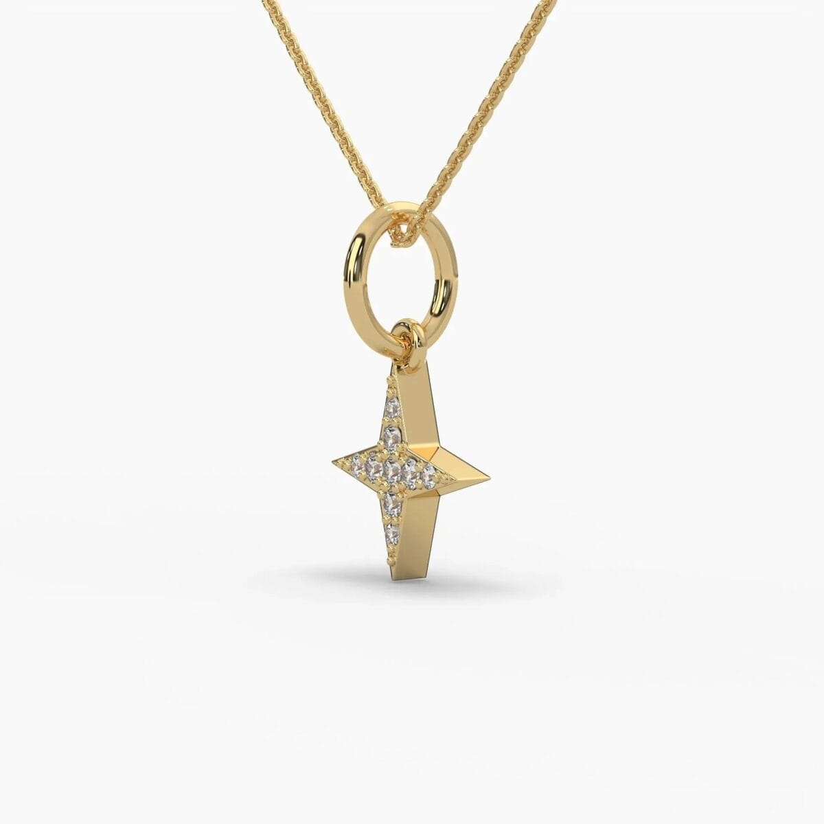 round star pendant necklace: fashionable 14k gold & diamond