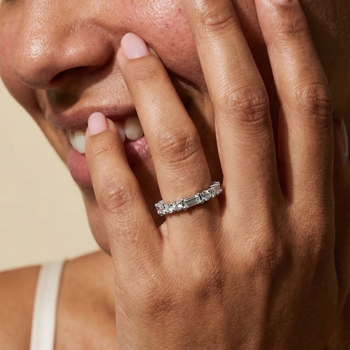 1ctw round baguette wedding ring