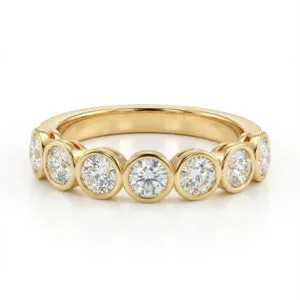 seven stone lab grown diamond bezel ring