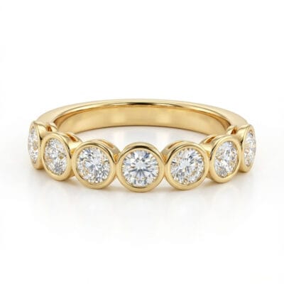 seven stone lab grown diamond bezel ring