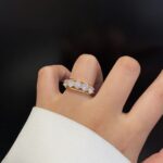 5 stone lab grown diamond ring vintage yellow gold wide band old money style diamond band7