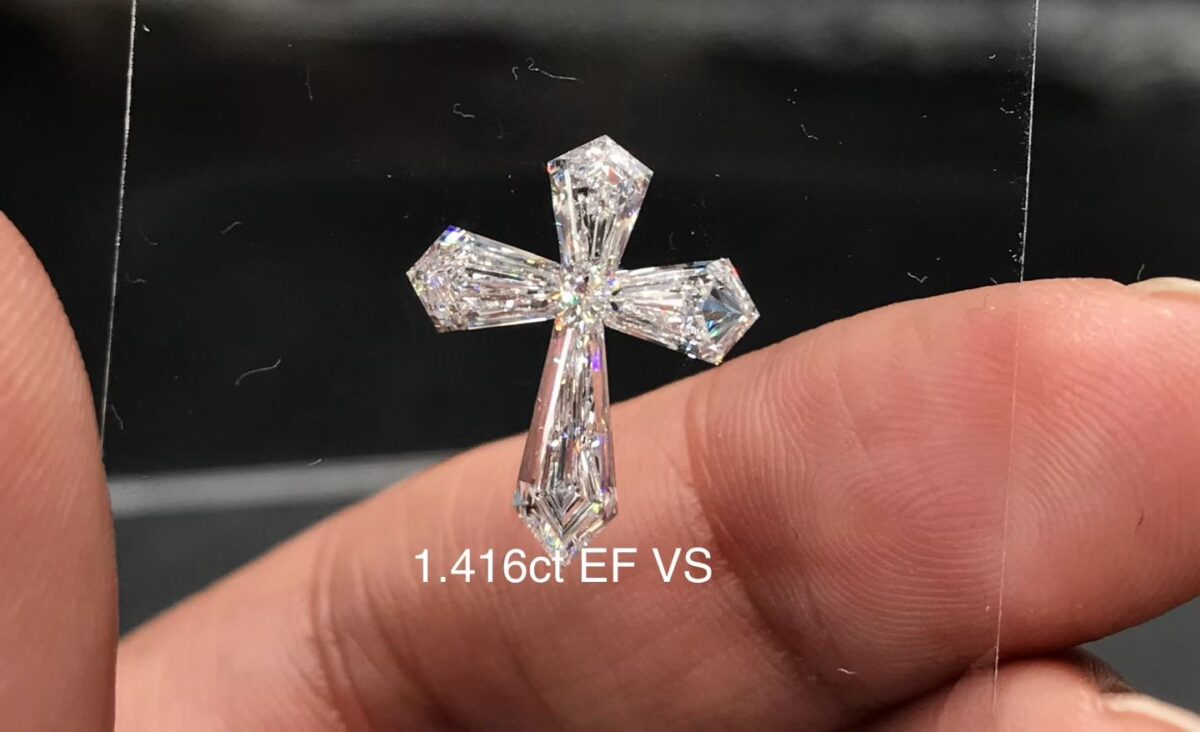 custom cross lab grown diamond | bespoke fancy cut diamond design