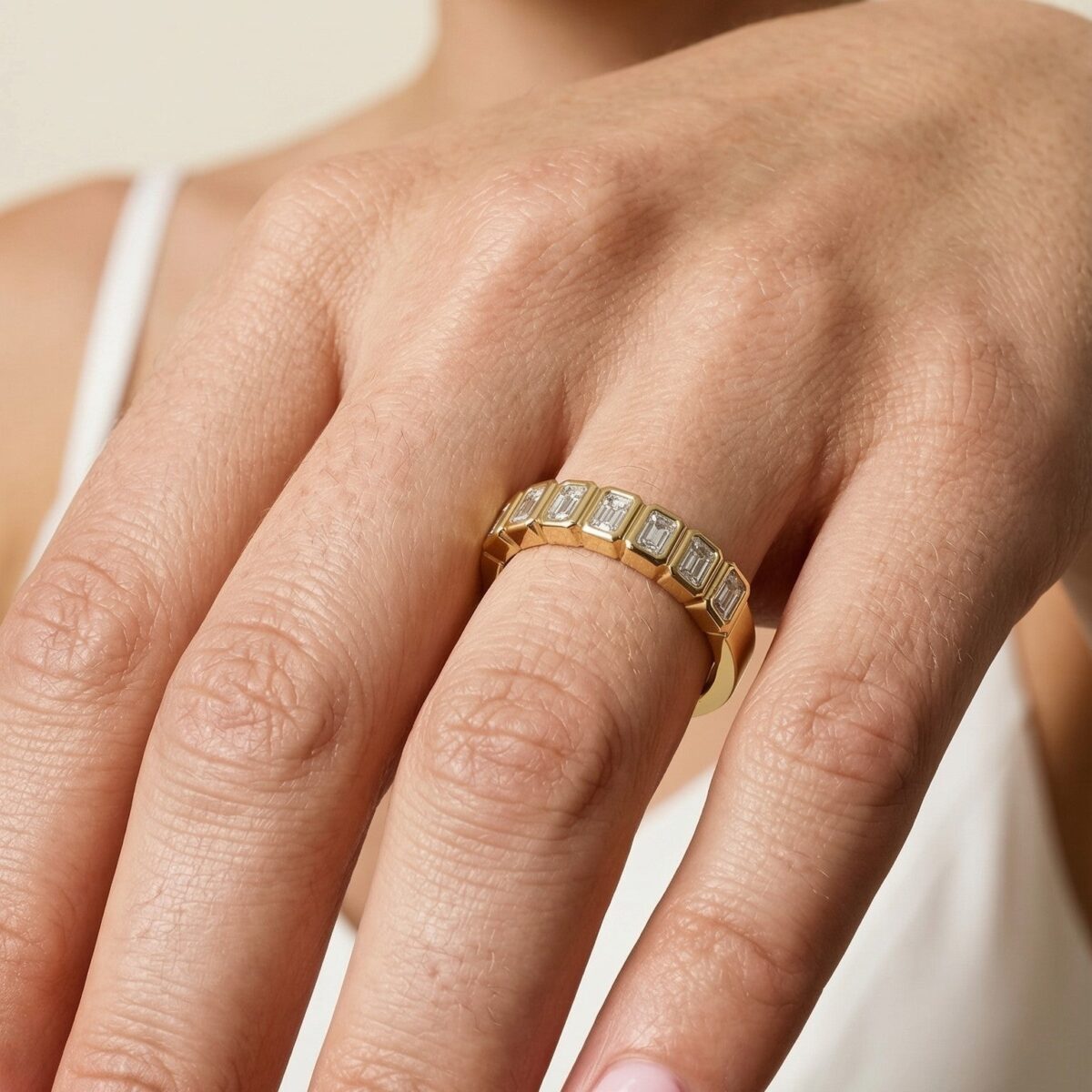 0.5ctw diamond 7 stone bezel ring