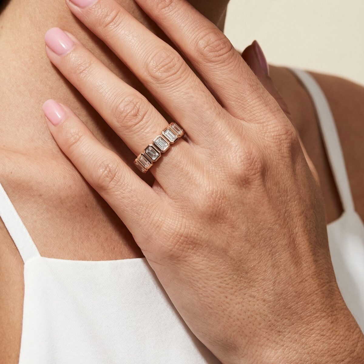 0.5ctw diamond 7 stone bezel ring