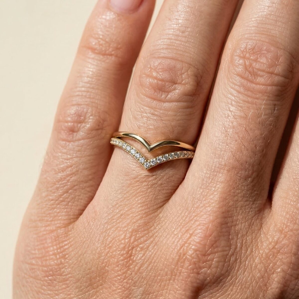 double chevron diamond wedding band