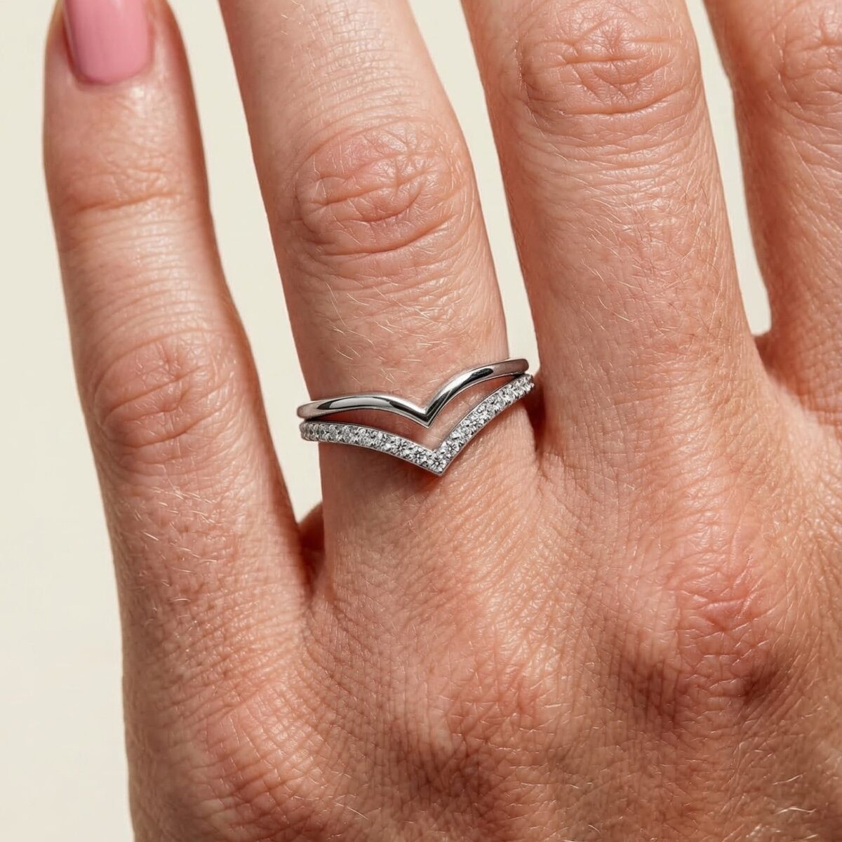 double chevron diamond wedding band