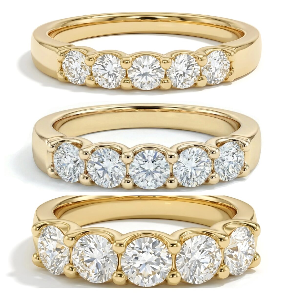 five stone classic basket diamond ring lab grown diamond band