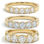 five stone classic basket diamond ring lab grown diamond band