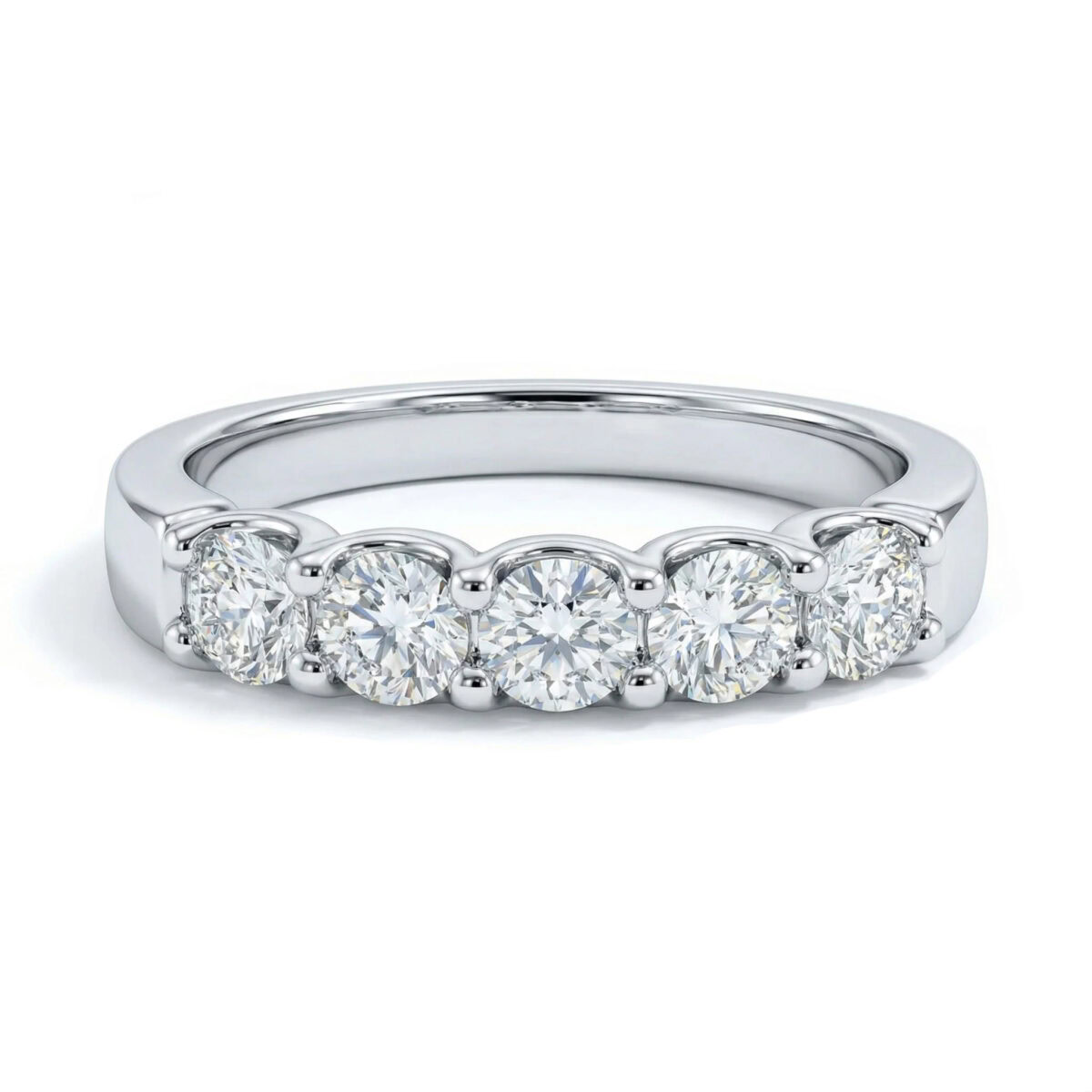five stone classic basket diamond ring lab grown diamond band