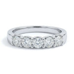 five stone classic basket diamond ring lab grown diamond band