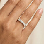 five stone classic basket diamond ring lab grown diamond band