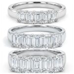 five stone emerald lab grown diamond ring half eternity diamond band