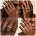 five stone emerald lab grown diamond ring half eternity diamond band