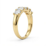 five stone emerald lab grown diamond ring half eternity diamond band