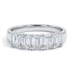 five stone emerald lab grown diamond ring half eternity diamond band