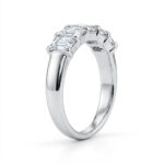 five stone emerald lab grown diamond ring half eternity diamond band