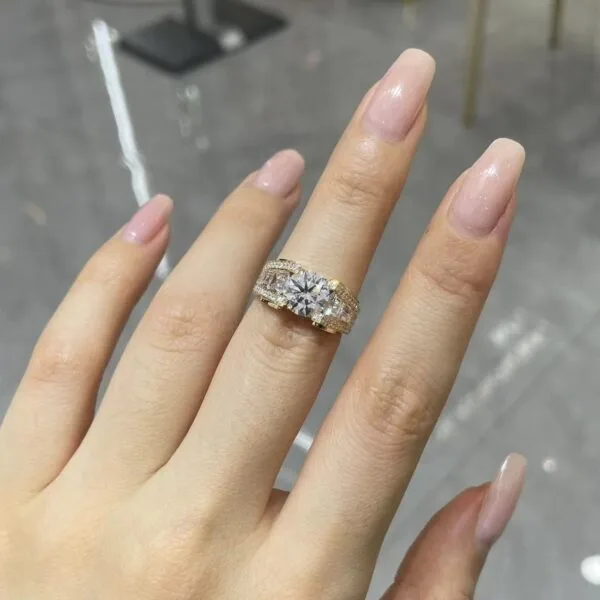 heavy diamond statement ring in 14k:18k gold – unisex luxury wide band3