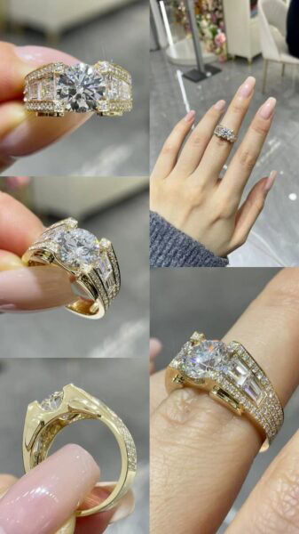 heavy diamond statement ring in 14k:18k gold – unisex luxury wide band6