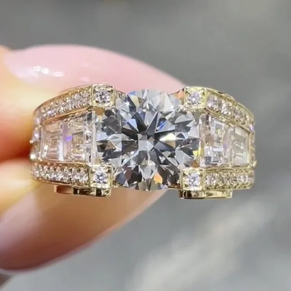 heavy diamond statement ring in 14k:18k gold – unisex luxury wide band7