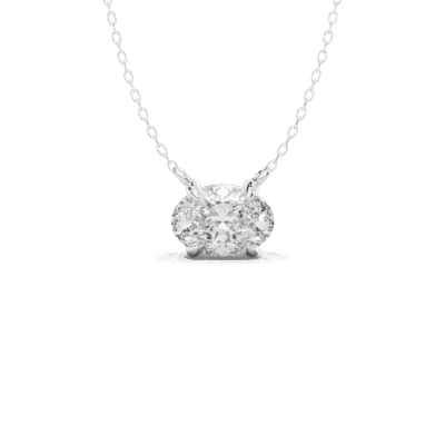 oval solitaire lab grown diamond pendant necklace