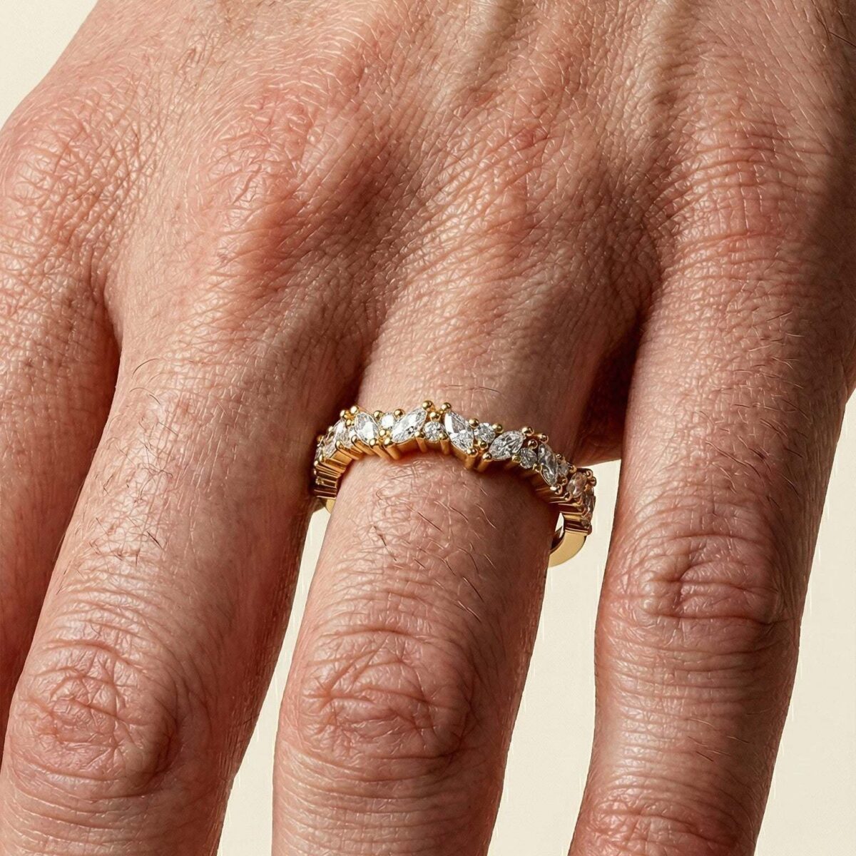 marquise and round wedding band