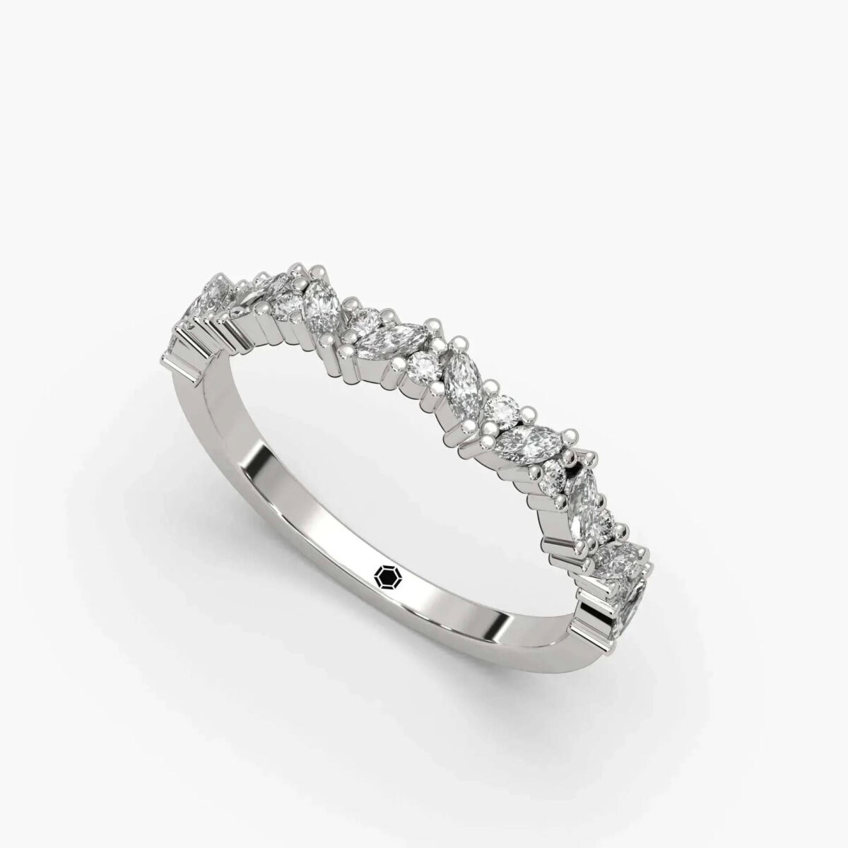 marquise and round wedding band