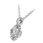 true halo diamond necklace: 0.64ct, 14k white gold