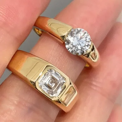 the billionaire old money diamond signet ring – heavy gold round / asscher / emerald cut