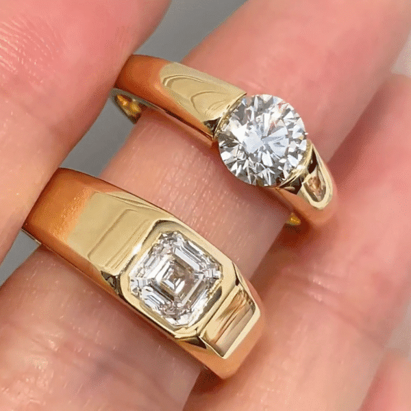 the billionaire old money diamond signet ring – heavy gold round / asscher / emerald cut