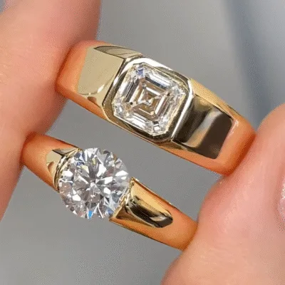 the billionaire old money diamond signet ring – heavy gold round / asscher / emerald cut