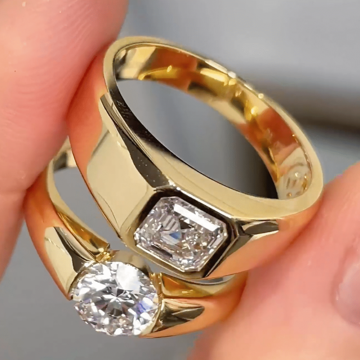 the billionaire old money diamond signet ring – heavy gold round / asscher / emerald cut