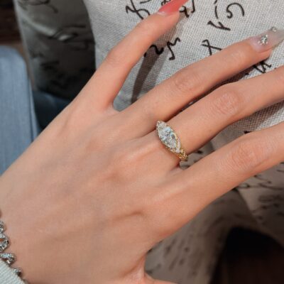 vintage engraved marquise lab grown diamond ring | old money style