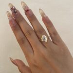 vintage marquise diamond ring | victorian inspired engraved royal style gold ring