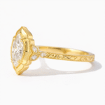 vintage marquise diamond ring | victorian inspired engraved royal style gold ring
