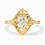 vintage marquise diamond ring | victorian inspired engraved royal style gold ring