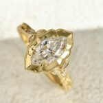 vintage marquise diamond ring | victorian inspired engraved royal style gold ring