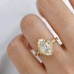 vintage marquise diamond ring | victorian inspired engraved royal style gold ring
