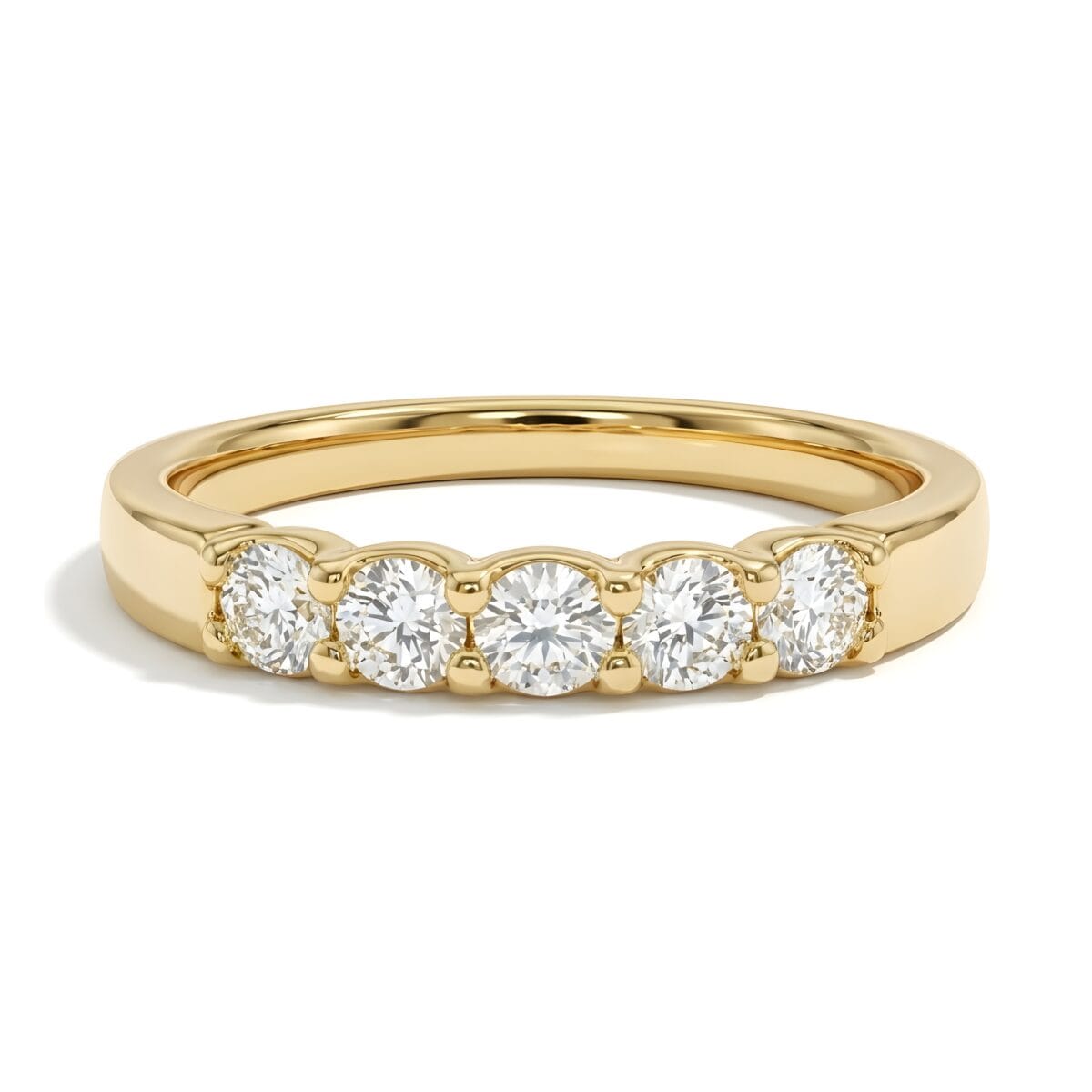 five stone classic basket diamond ring lab grown diamond band