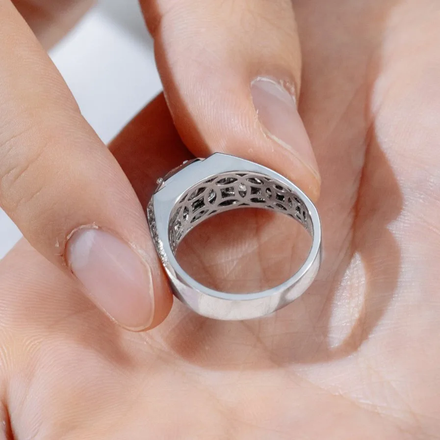 10 stone micro pavé lab grown diamond band – platinum men’s diamond ring