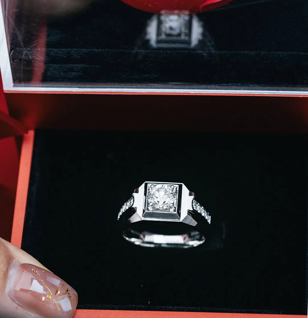 10 stone micro pavé lab grown diamond band – platinum men’s diamond ring