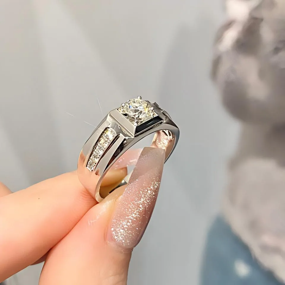 10 stone micro pavé lab grown diamond band – platinum men’s diamond ring