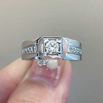 10 stone micro pavé lab grown diamond band – platinum men’s diamond ring