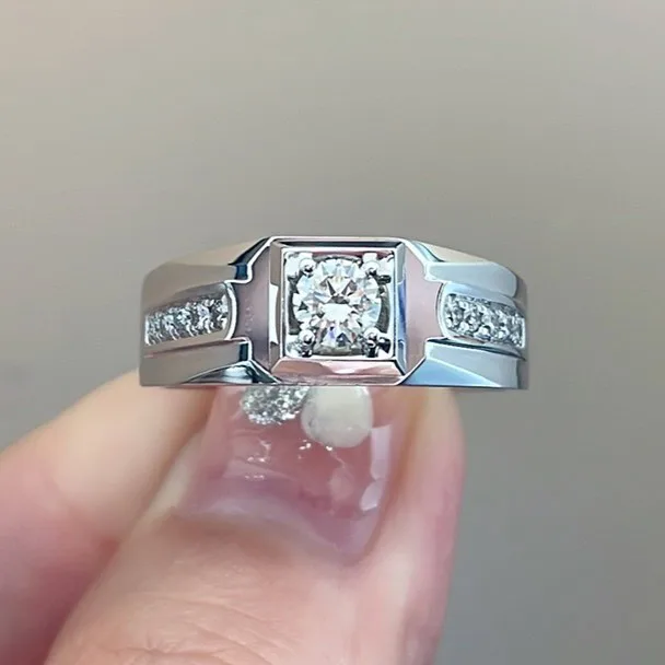 10 stone micro pavé lab grown diamond band – platinum men’s diamond ring