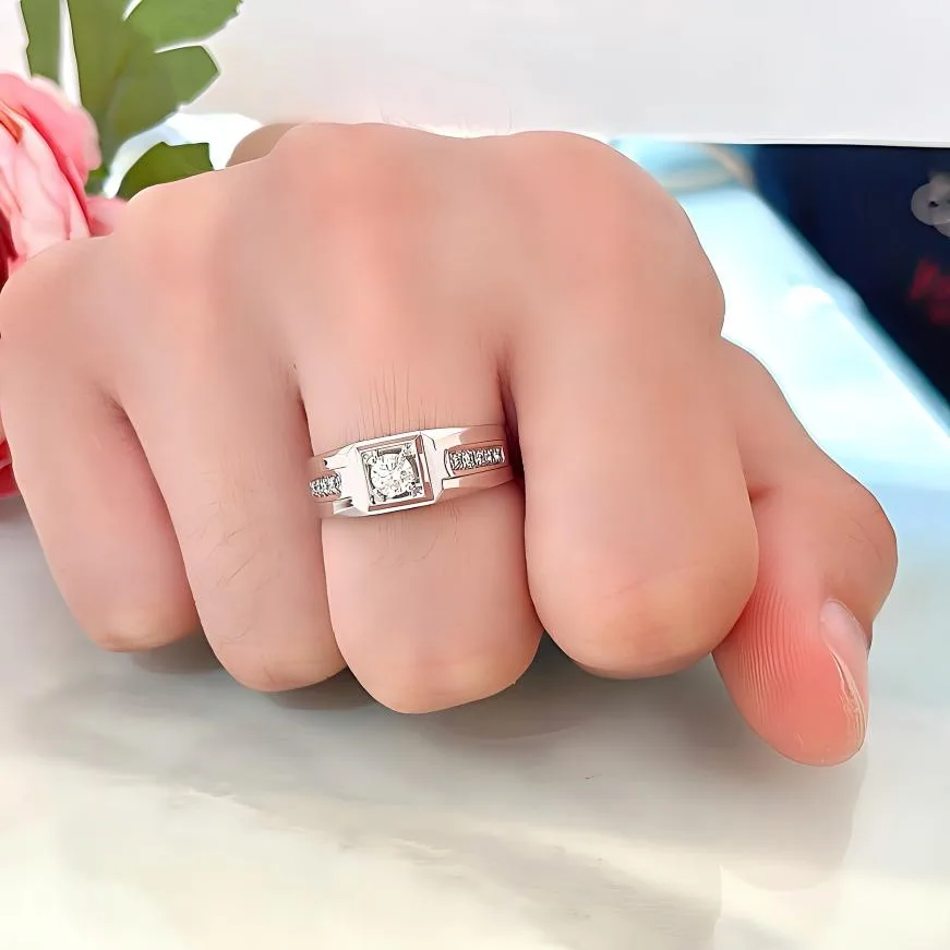 10 stone micro pavé lab grown diamond band – platinum men’s diamond ring